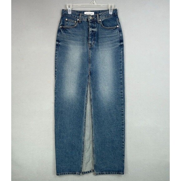 The Frankie Shop Skirt Womens Small Blue Jean Denim Button Fly Pencil Maxi Texas - Picture 2 of 16